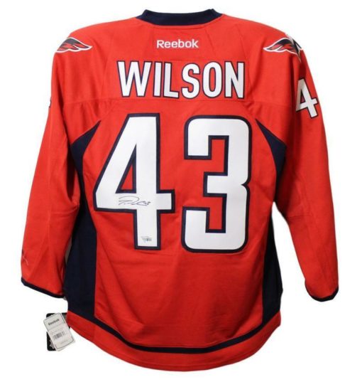 Tom Wilson Autographed/Signed Washington Capitals Reebok Red XL Jersey FAN 23785