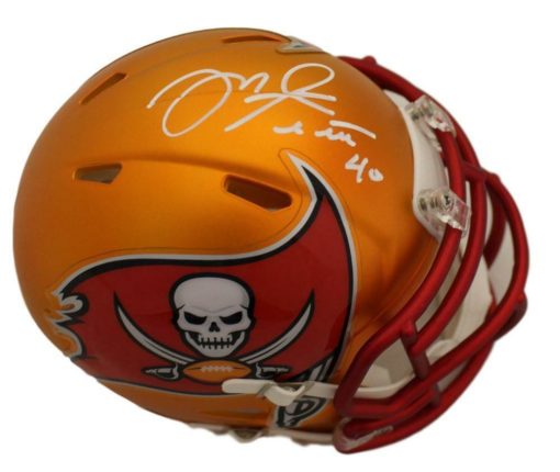 Mike Alstott Autographed/Signed Tampa Bay Buccaneers Blaze Mini Helmet BAS 23808