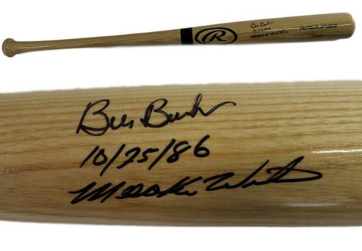 Bill Buckner & Mookie Wilson Autographed Red Sox Mets Rawlings Bat BAS 23810