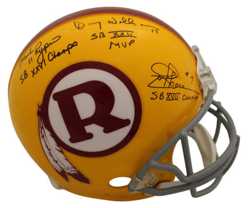 Washington Redskins QB Signed Authentic Helmet Rypien Theismann +1 JSA 23860