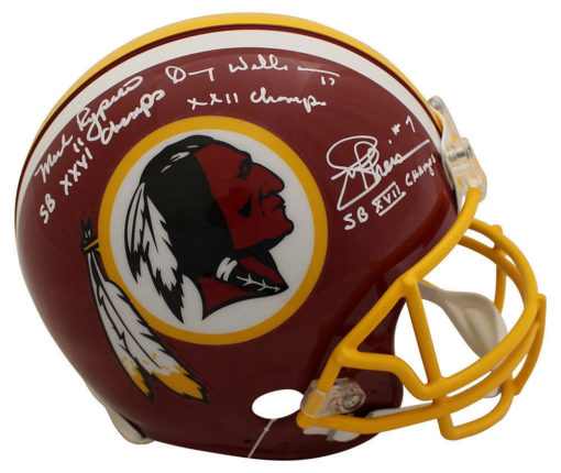 Washington Redskins QB Signed Authentic Helmet Rypien Theismann +1 JSA 23861