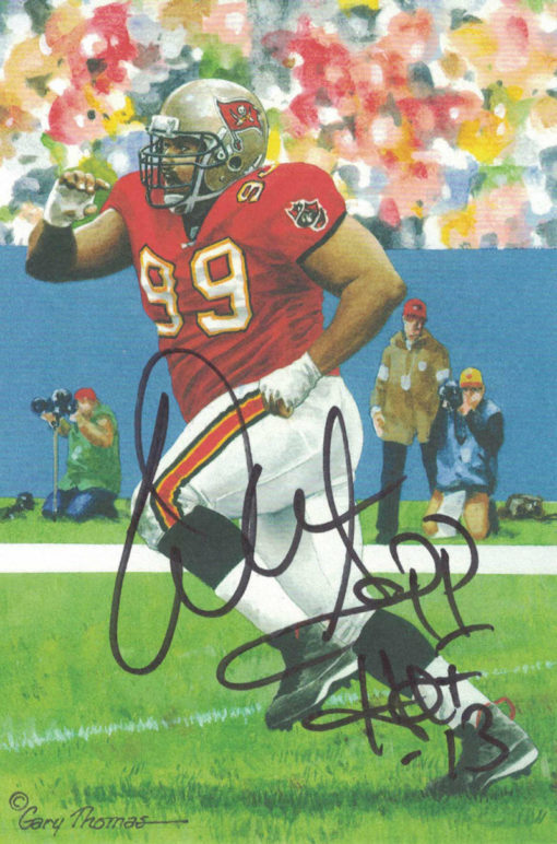 Warren Sapp Autographed Tampa Bay Buccaneers Goal Line Art Card Black HOF 23867