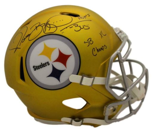 Jerome Bettis Signed Pittsburgh Steelers Blaze Replica Helmet 3 Insc BAS 23933