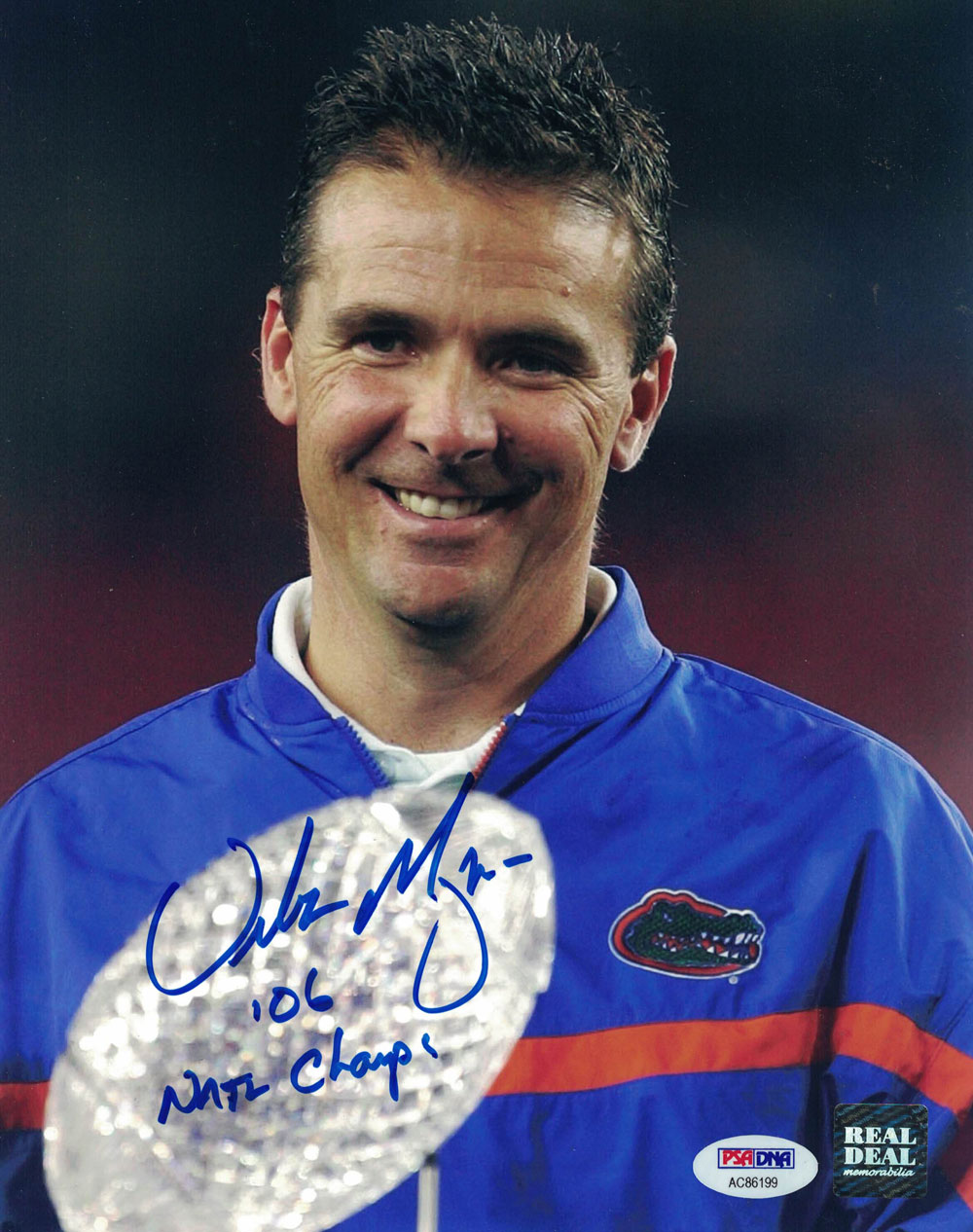 Urban Meyer Autographed/Signed Florida Gators 8x10 Photo Natl Champs PSA 26976