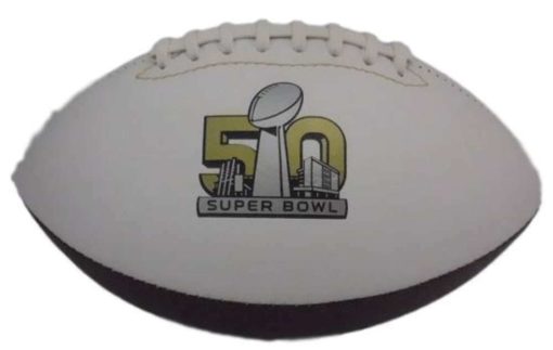 Denver Broncos Super Bowl 50 Unsigned White Logo Football 40026