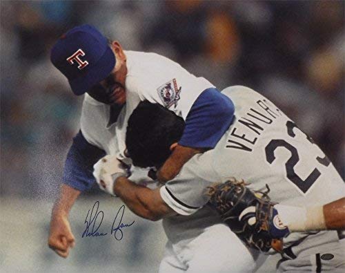 Nolan Ryan Autographed Texas Rangers 16x20 Photo (Fight) DA 10001