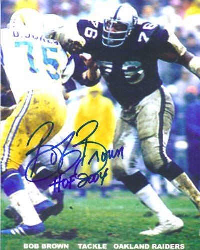 Bob Brown Autographed Oakland Raiders 8x10 Photo w/HOF 2004 10670
