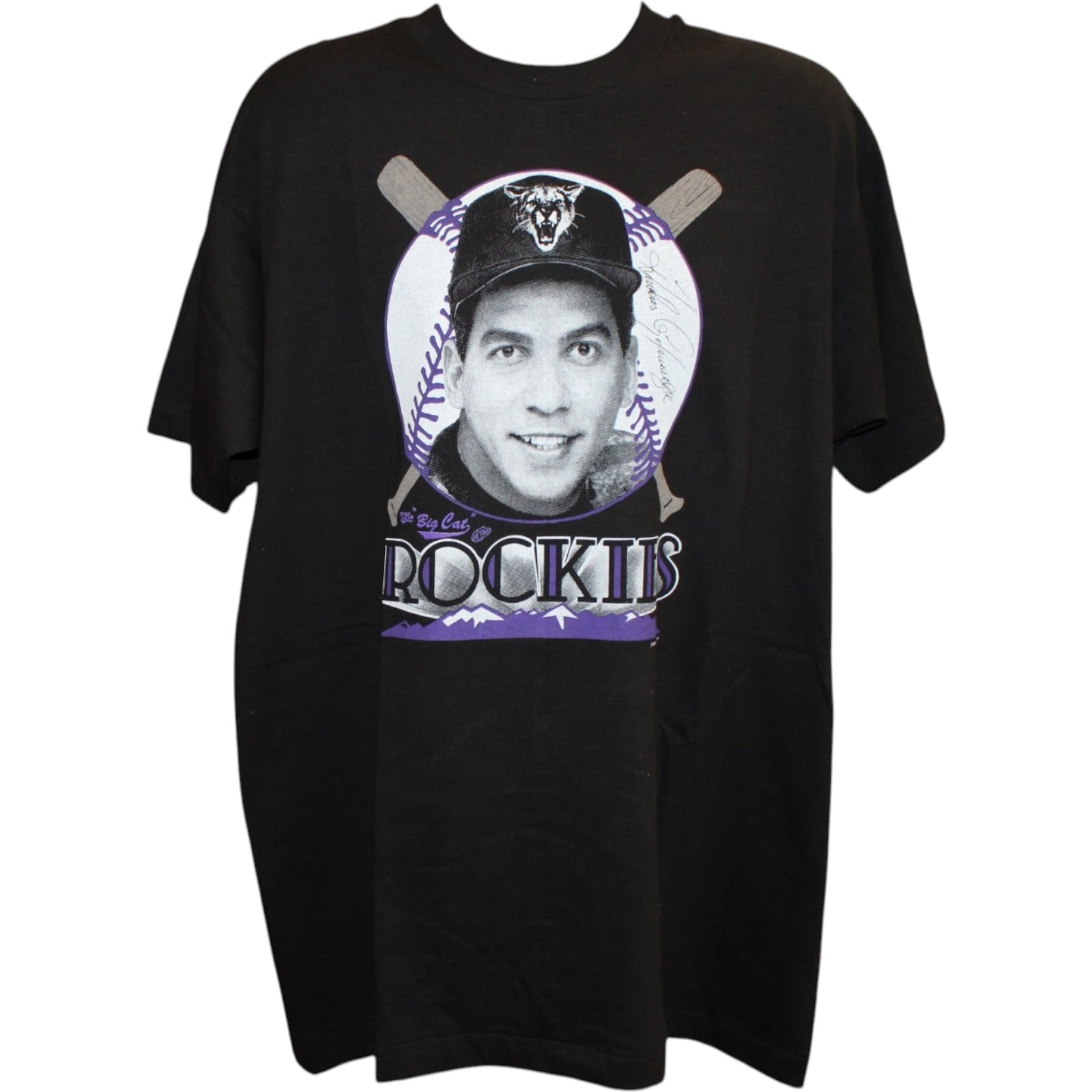 Andres Galarraga Colorado Rockies 1993 Black "Big Cat" Shirt Size XL 58369