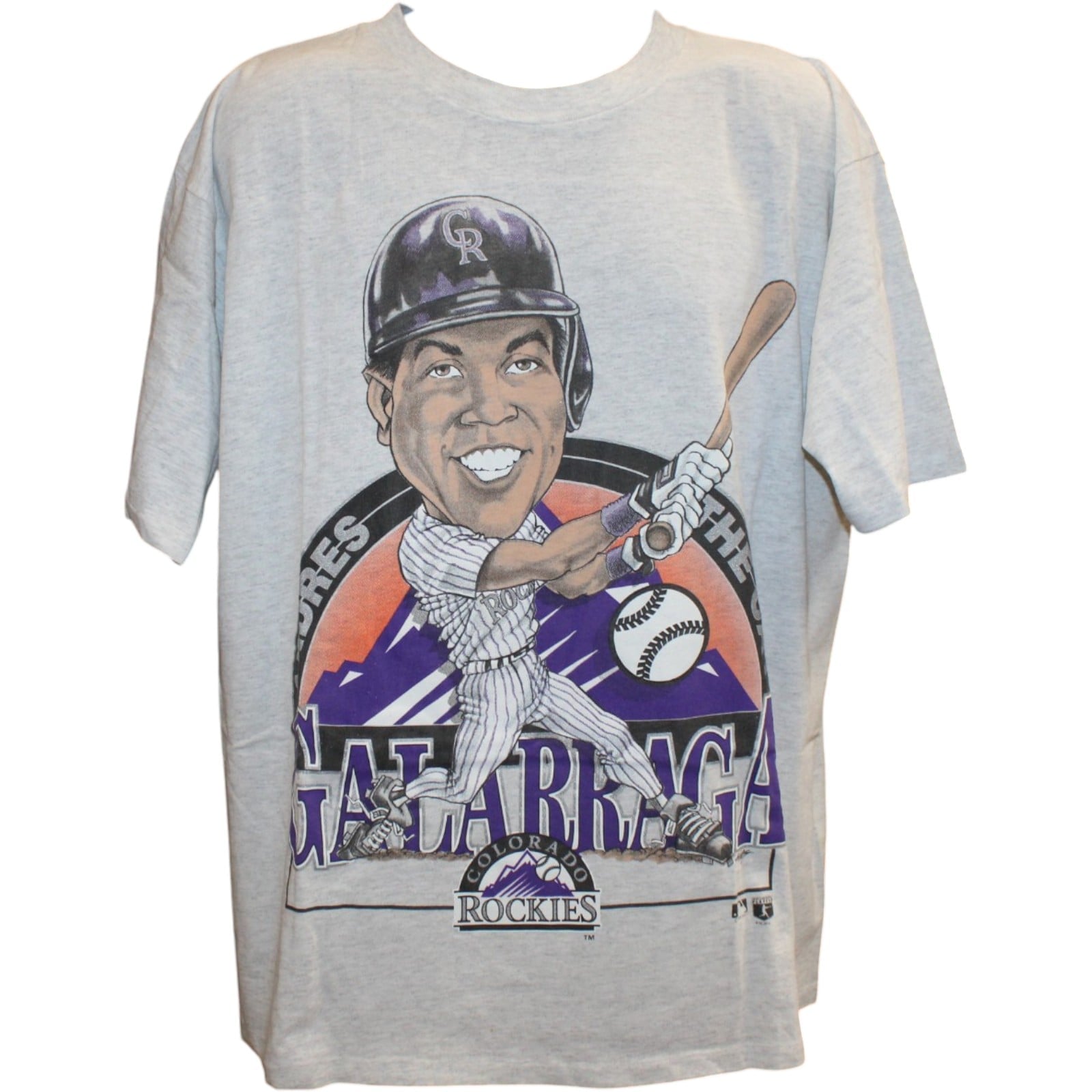 Andres Galarraga Colorado Rockies 1993 Grey "The Cat" Shirt Size XL 58370