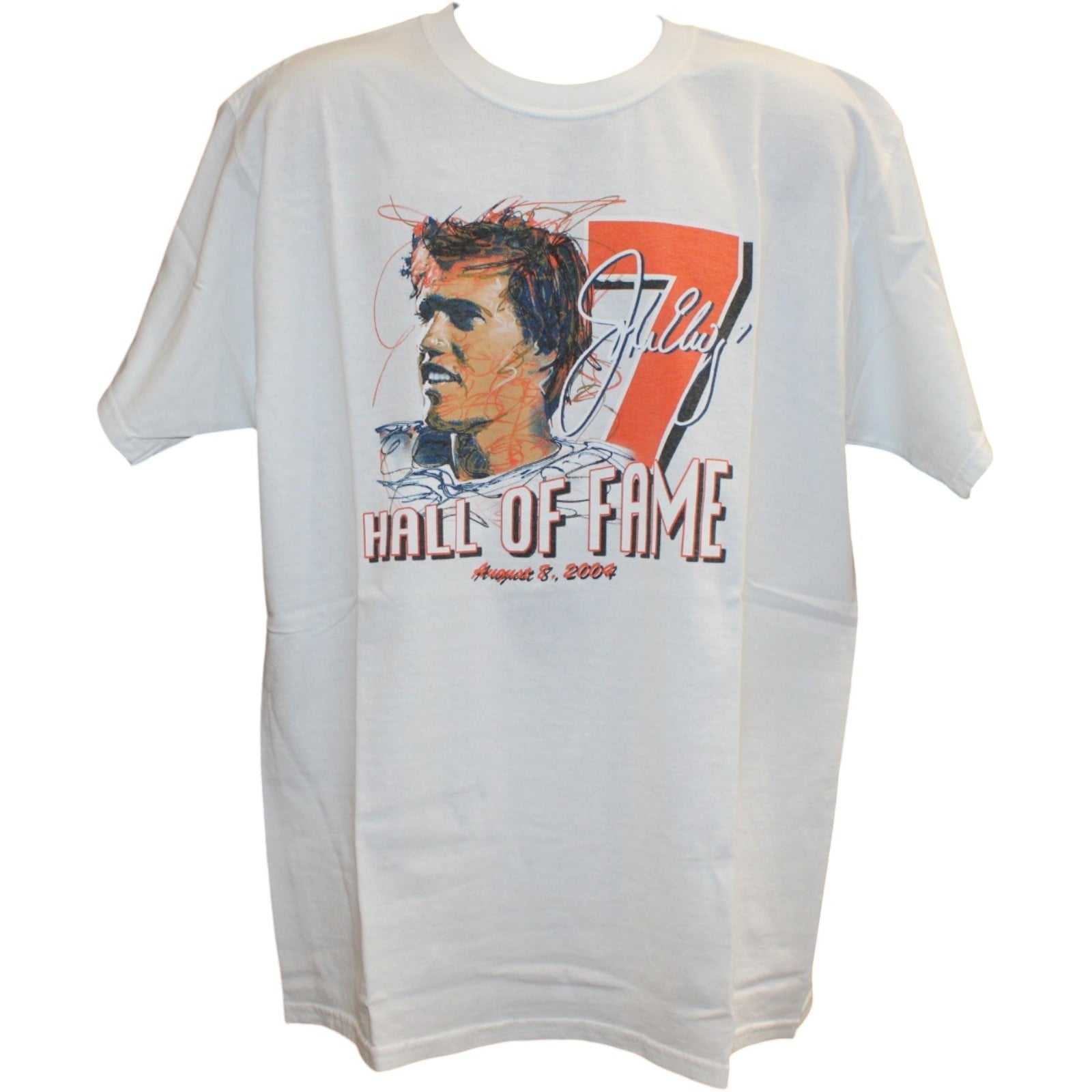 John Elway Denver Broncos Hall of Fame White Shirt Size XL 58373