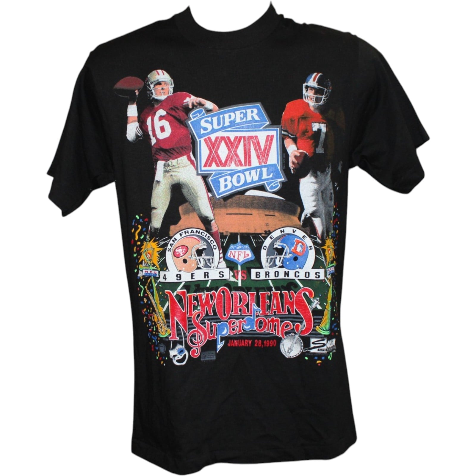 San Franciso 49ers vs Denver Broncos Super Bowl XXIV Shirt Size M 58382