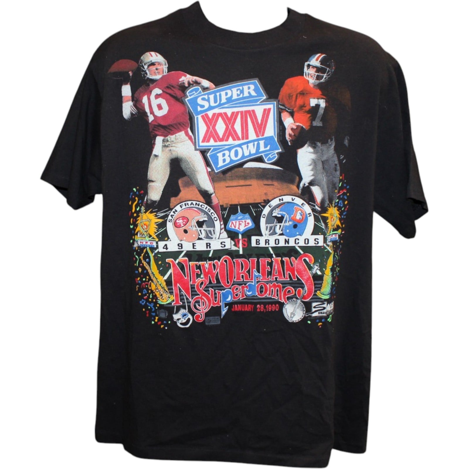 San Franciso 49ers vs Denver Broncos Super Bowl XXIV Shirt Size XL 58383