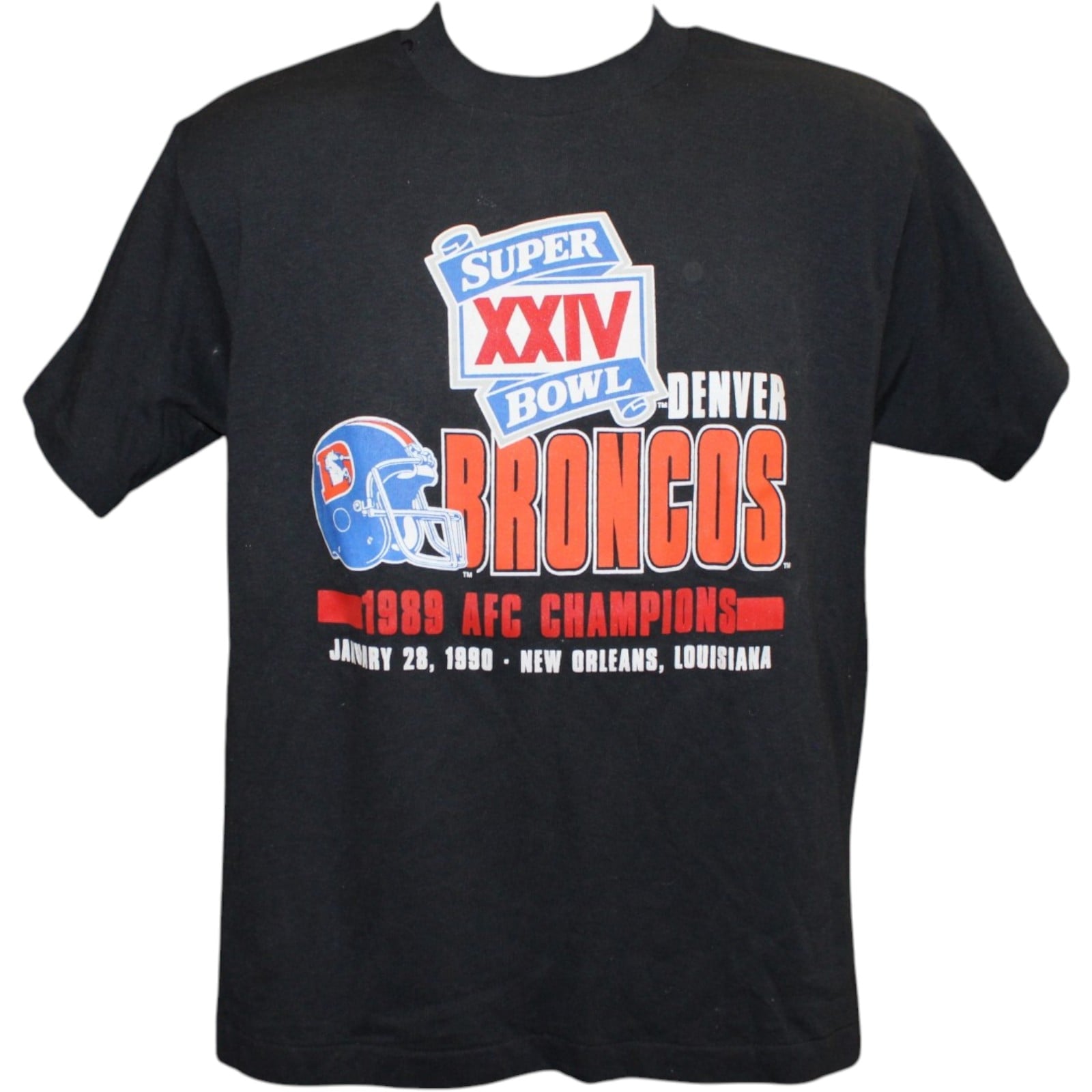 Denver Broncos 1989 AFC Champions Black Super Bowl XXIV Shirt Size L 58386