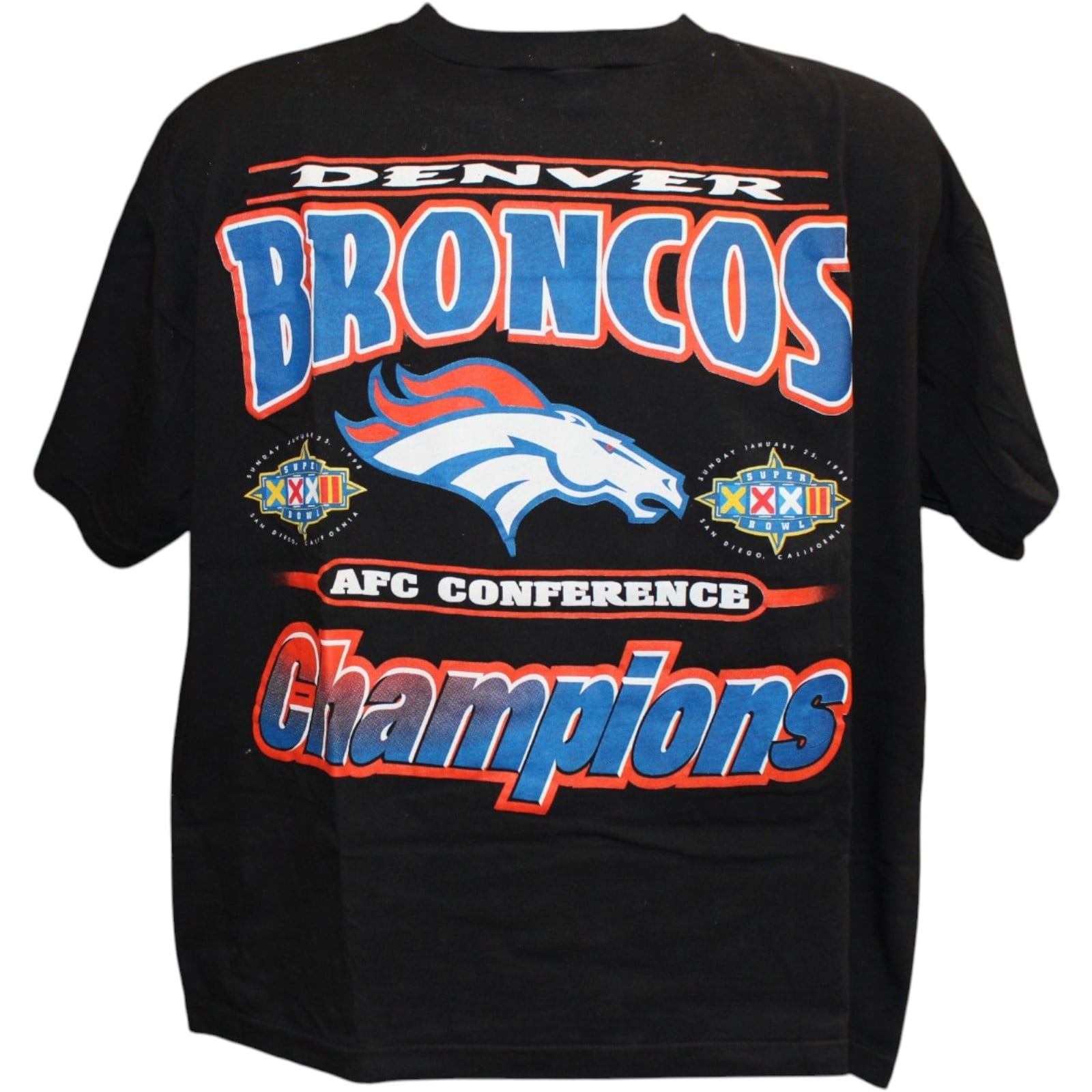 Denver Broncos 1998 AFC Champions Black True Fan Shirt Size XL 58387
