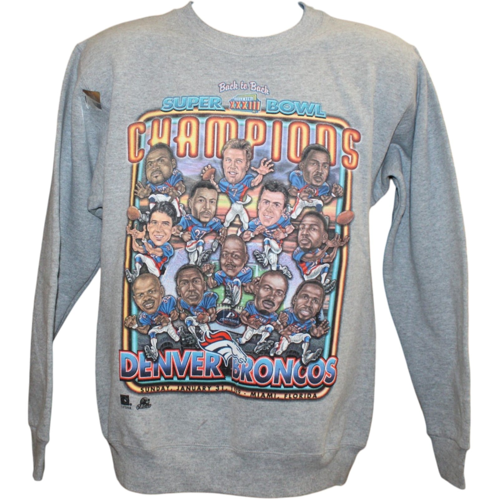 Denver Broncos Back To Back Champions Sweatshirt Grey Size 18-20 Youth XL 58404