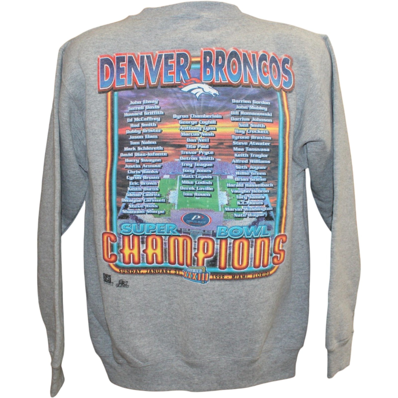 Denver Broncos Back To Back Champions Sweatshirt Grey Size 18-20 Youth XL 58404