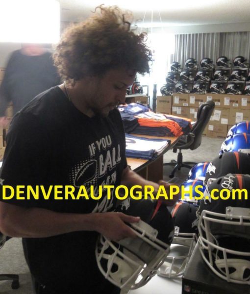 Phillip Lindsay Autographed Denver Broncos Black Replica Helmet JSA 22622