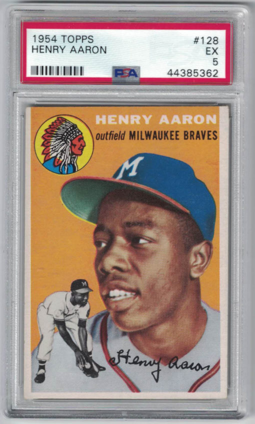 Hank Henry Aaron 1954 Topps #128 Milwaukee Braves PSA EX 5 Rookie Card 24829