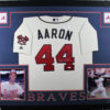Hank Aaron Autographed Atlanta Braves Framed Cream Jersey JSA 25312
