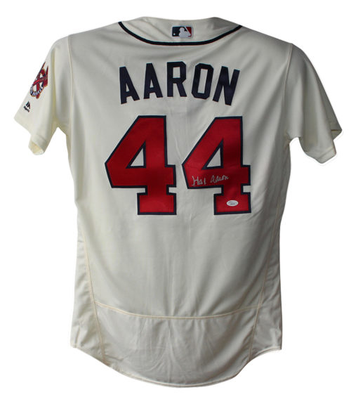 Hank Aaron Signed Atlanta Braves Authentic Majestic Cream 44 Jersey JSA 21007