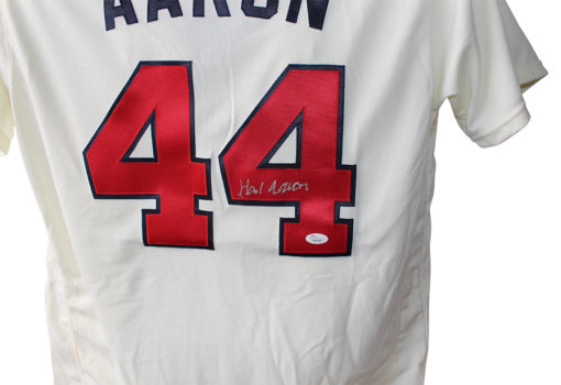 Hank Aaron Signed Atlanta Braves Authentic Majestic Cream 48 Jersey JSA 21109