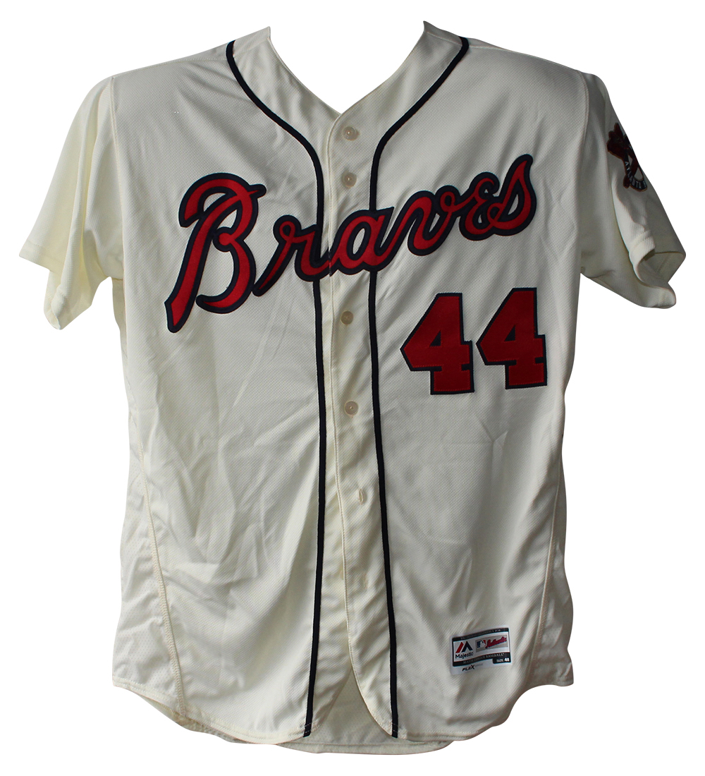 Hank Aaron Signed Atlanta Braves Authentic Majestic Cream 48 Jersey JSA