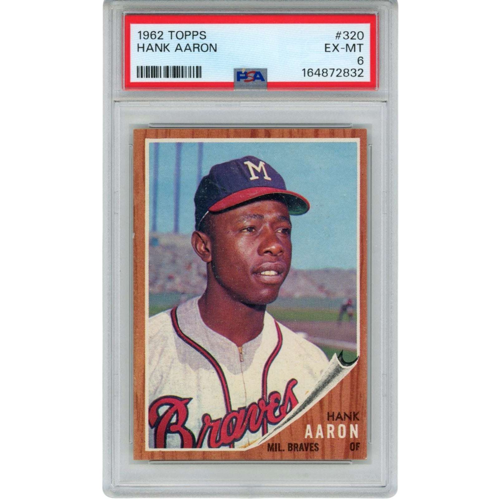 Hank Aaron Unsigned Atlanta Braves Trading Card 1962 Topps #320 PSA 6 58788 1 Hank Aaron Unsigned Atlanta Braves Trading Card 1962 Topps #320 PSA 6 58788