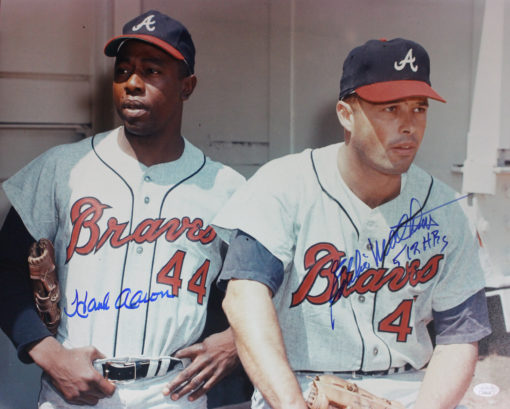 Hank Aaron & Eddie Matthews Autographed Milwaukee Braves 16x20 Photo 22162