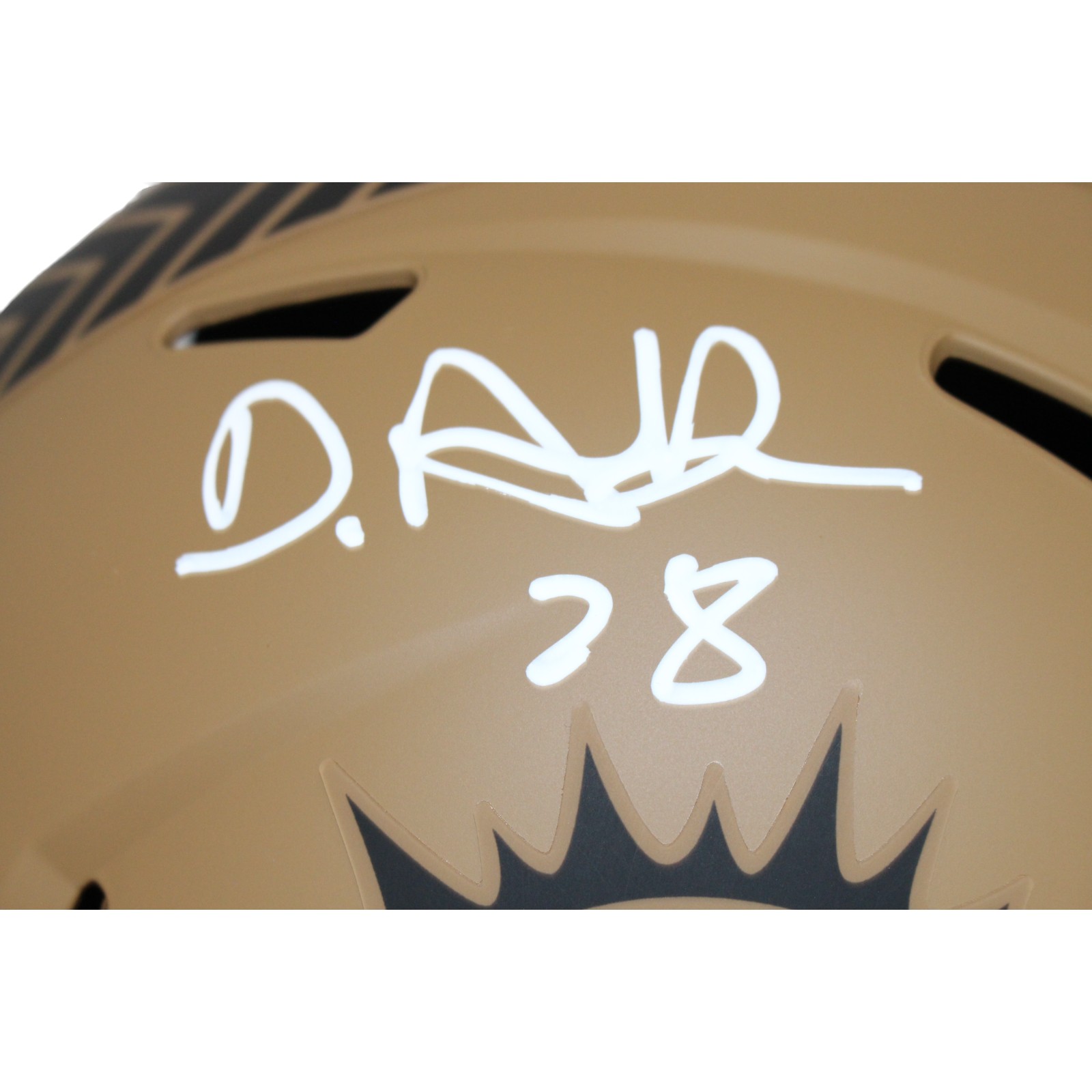 Devon Achane Autographed Miami Dolphins 23 Salute F/S Helmet Beckett