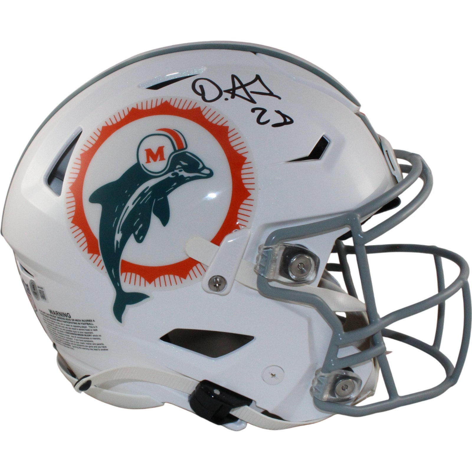 Devon Achane Autographed Miami Dolphins SpeedFlex Tribute Helmet Beckett 54964