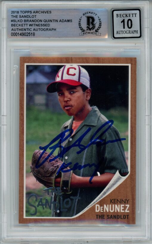 Brandon Adams Signed Card Sandlot Topps Archives Beckett 10 auto