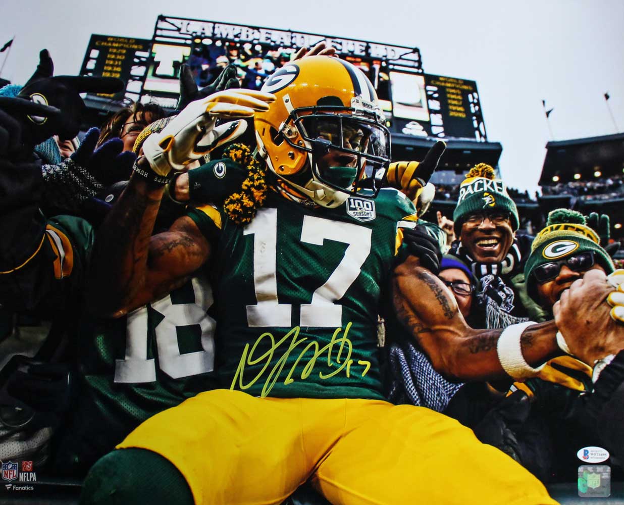 Davante Adams Autographed/Signed Green Bay Packers 16x20 Photo BAS 30355