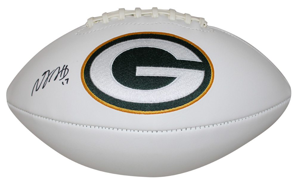 Davante Adams Autographed/Signed Green Bay Packers Logo Football JSA 27645