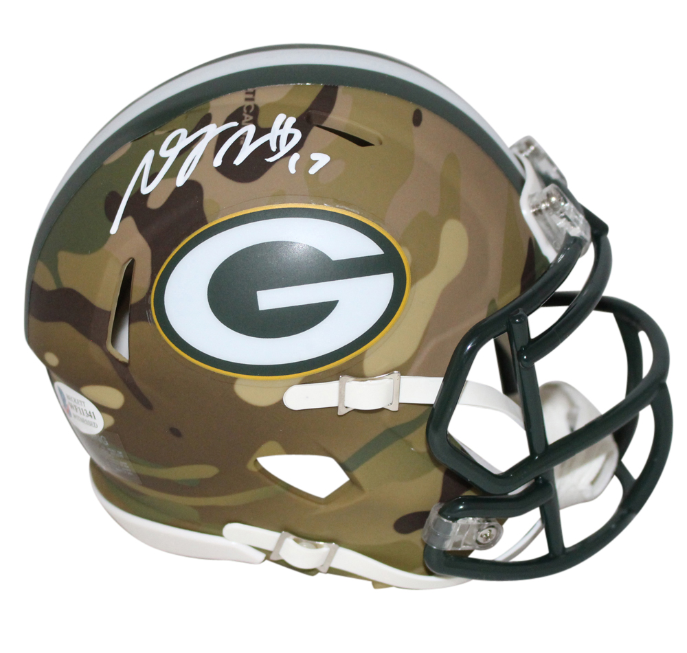 Davante Adams Autographed Green Bay Packers Chrome Mini Helmet BAS 30351