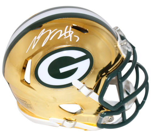 Davante Adams Autographed Green Bay Packers Chrome Mini Helmet JSA 27649
