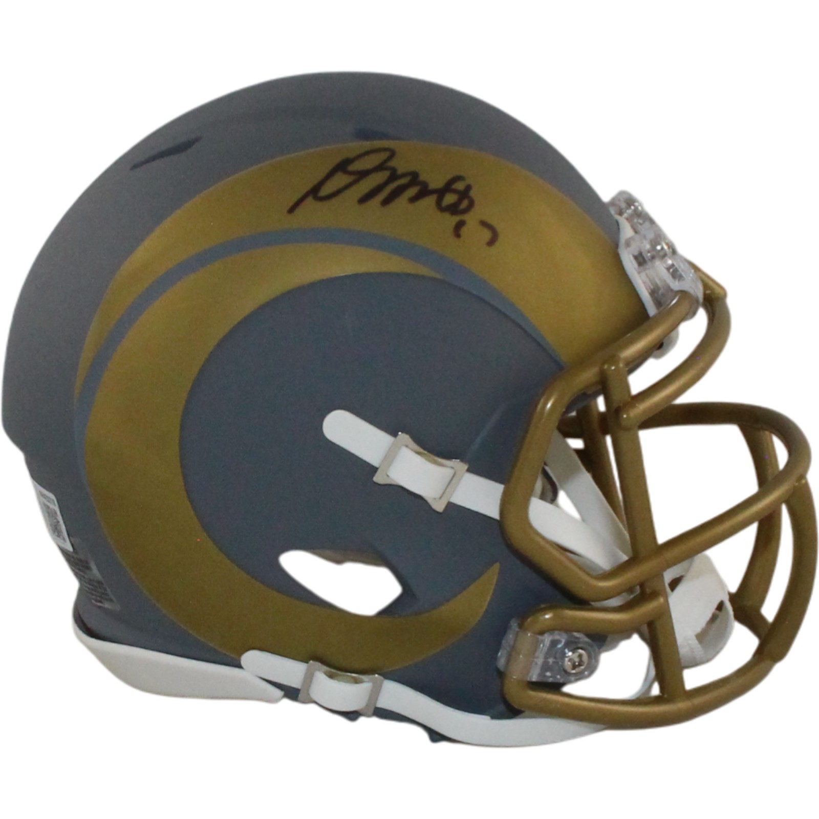 Davante Adams Autographed Los Angeles Rams Slate Mini Helmet Beckett WIT 55040