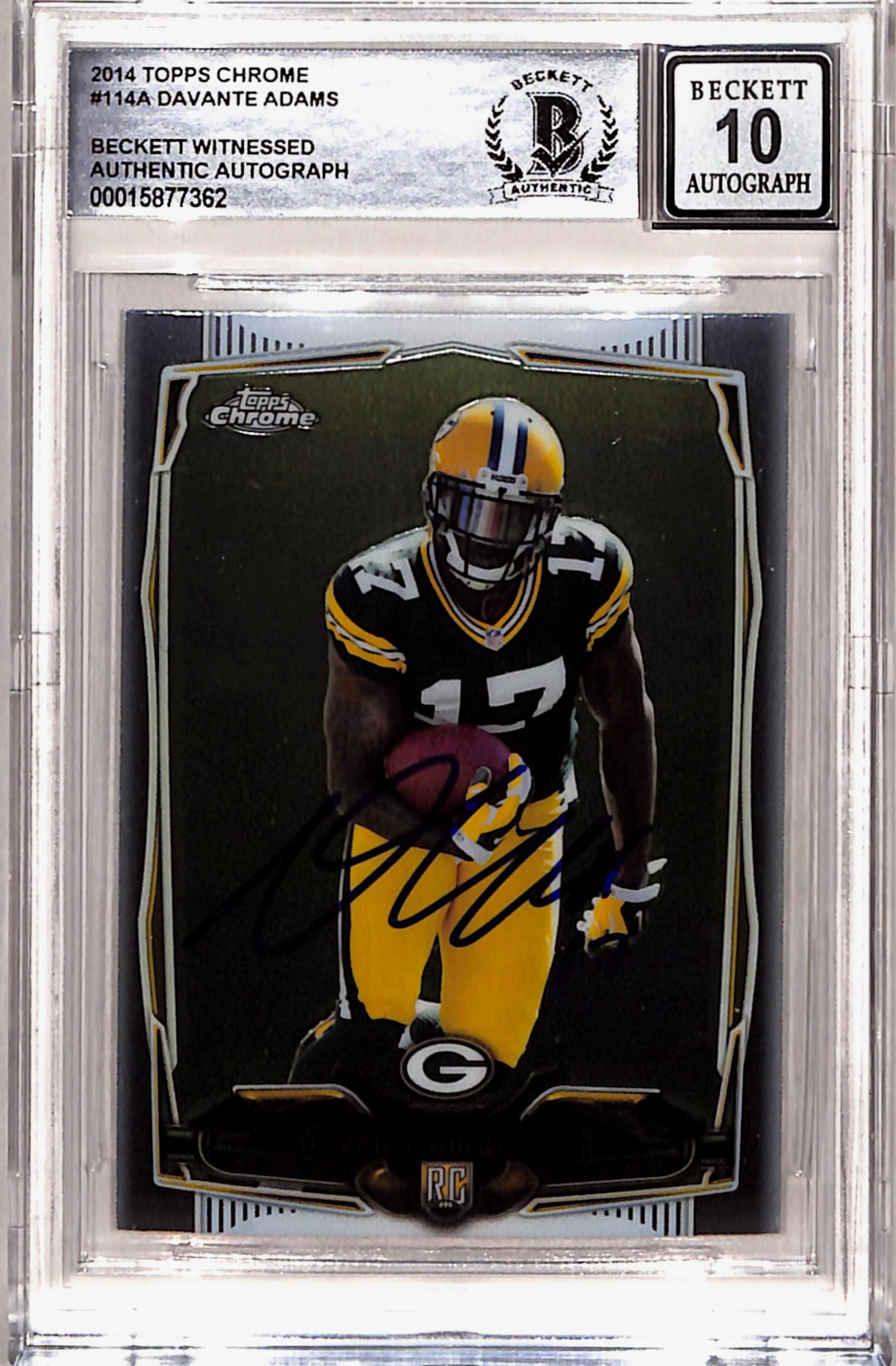 Davante Adams Signed 2014 Topps Chrome #114 Card 10 Auto Slab Beckett 43297