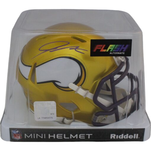 Jordan Addison Autographed Minnesota Vikings Flash Mini Helmet Beckett 47362