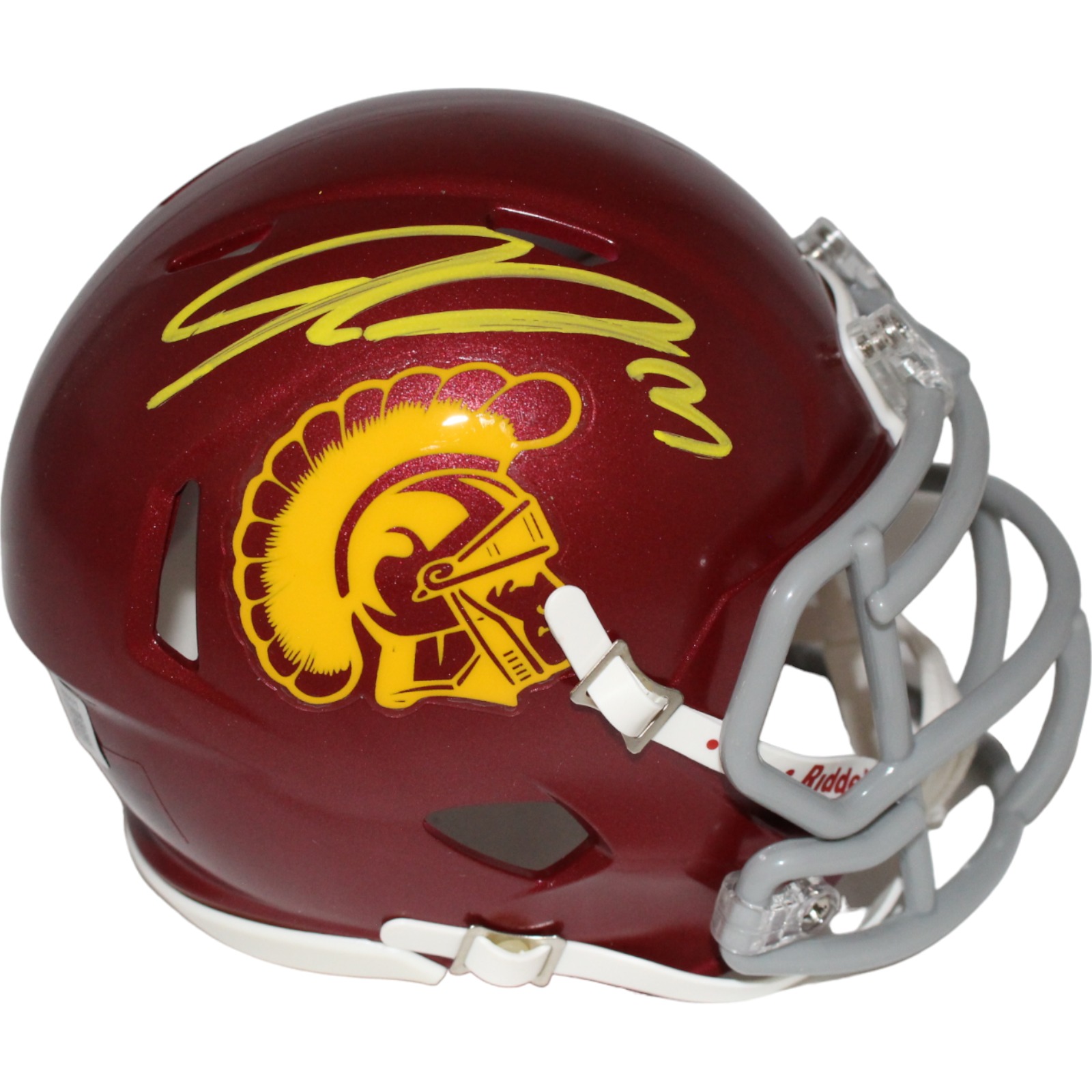 Jordan Addison Autographed USC Trojans Mini Helmet Beckett 