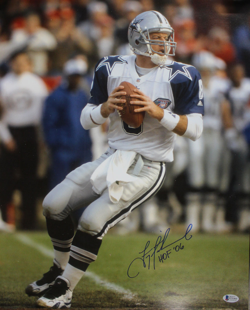 Troy Aikman Autographed/Signed Dallas Cowboys 16x20 Photo HOF BAS 29010