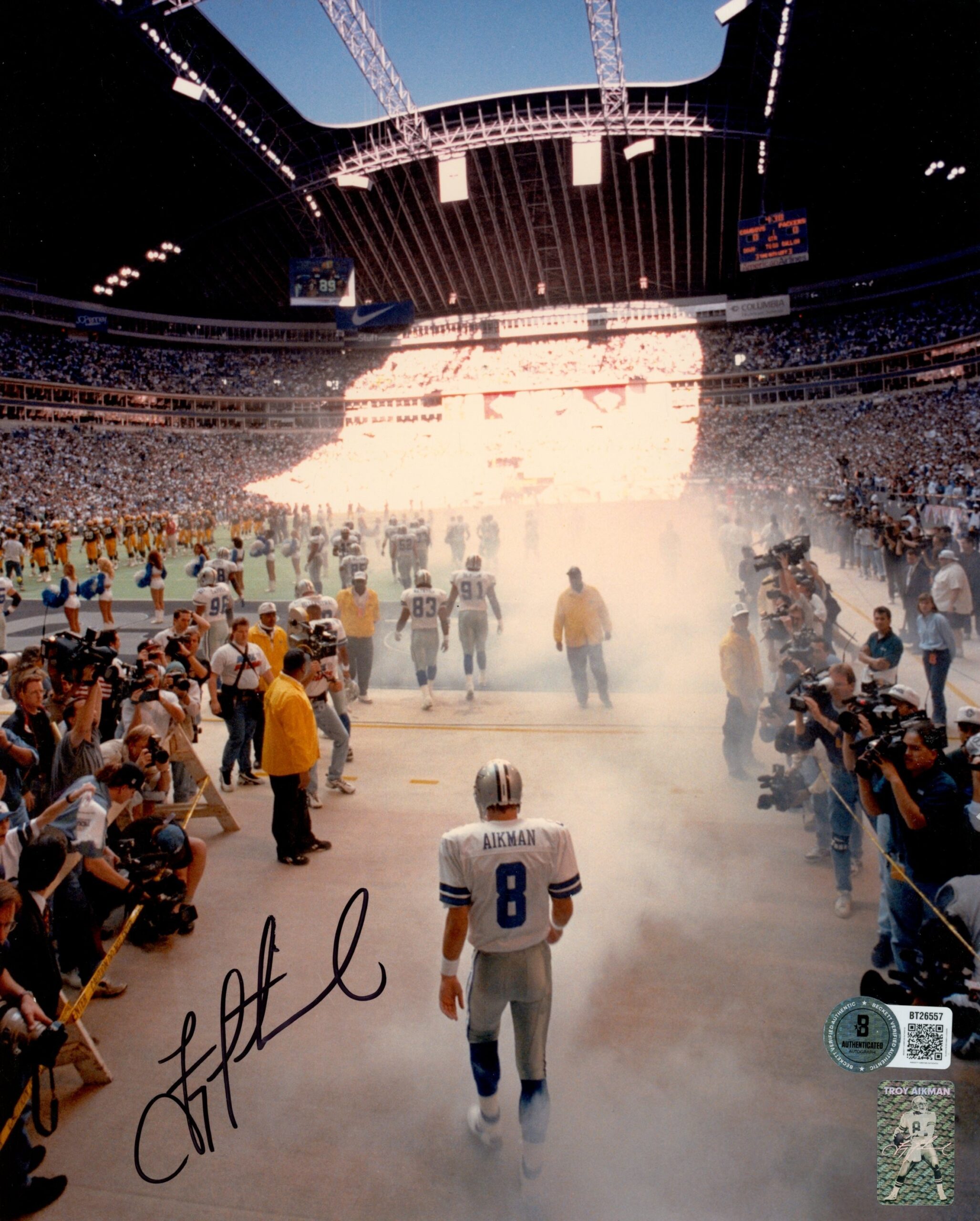 Troy Aikman Autographed/Signed Dallas Cowboys 8x10 Photo Beckett 56719 1 Troy Aikman Autographed/Signed Dallas Cowboys 8x10 Photo Beckett 56719