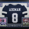 Troy Aikman Autographed Dallas Cowboys Framed Blue XL Jersey BAS 10760