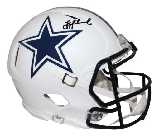 Troy Aikman Autographed Dallas Cowboys Authentic Flat White Helmet BAS 26547