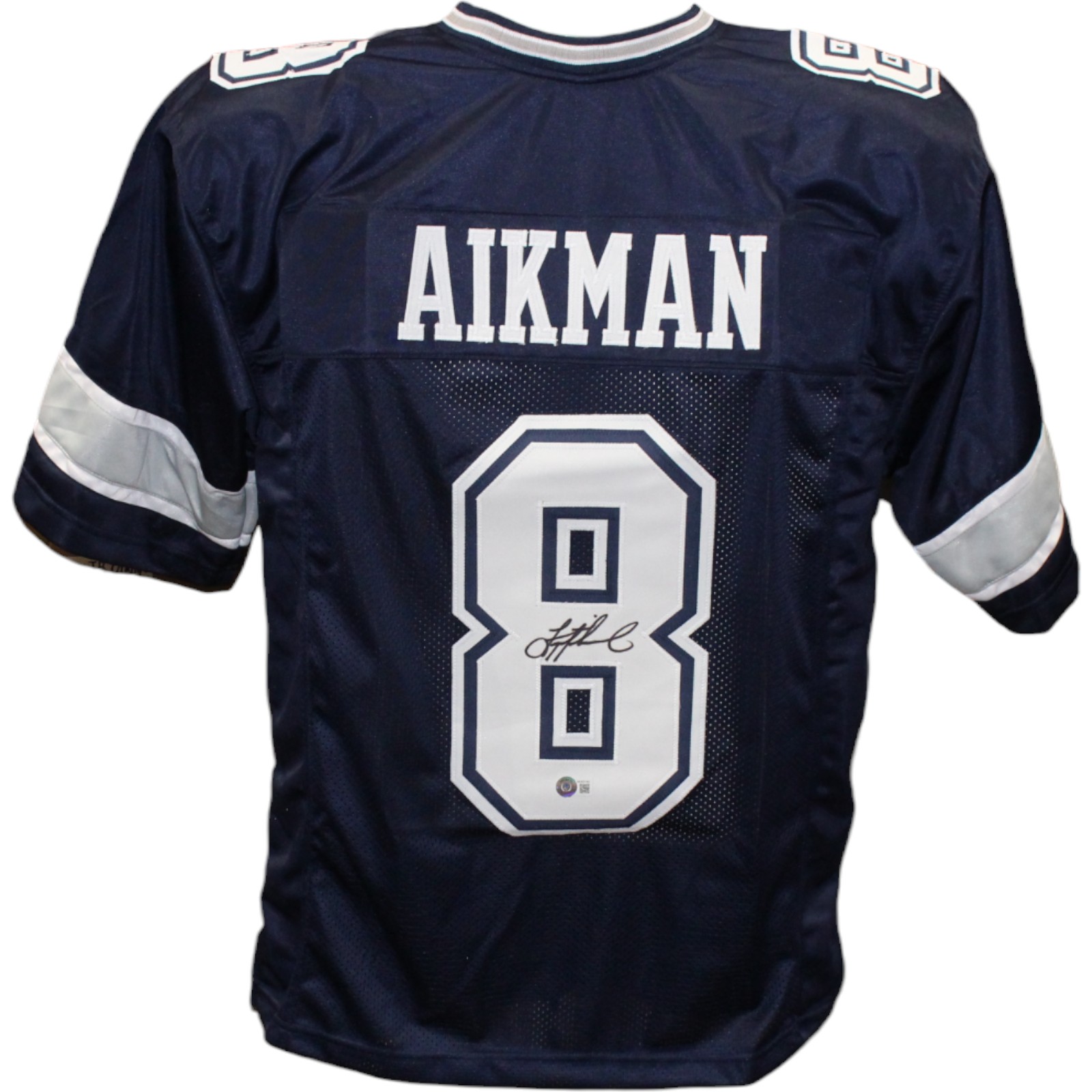 Troy Aikman Autographed/Signed Pro Style Navy Jersey Beckett