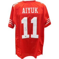 Brandon Aiyuk Autographed Pro Style Sz XL Red Jersey Beckett Witness 57913