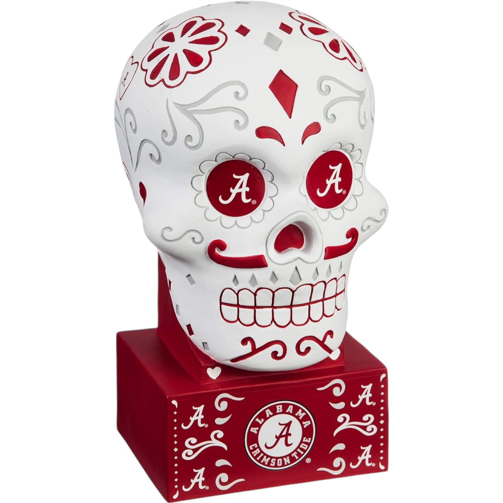 Alabama Crimson Tide Team Color Sugar Skull Statue Evergreen New 14903