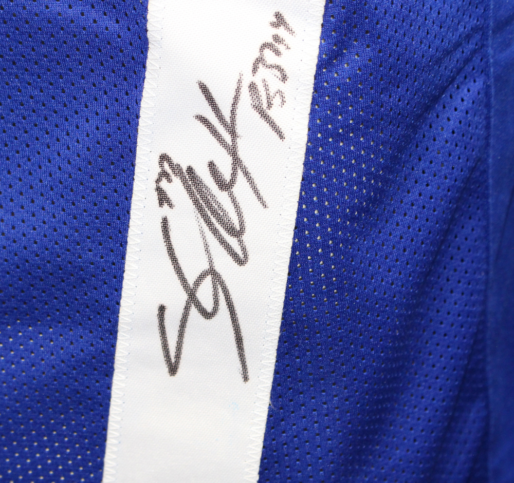 Shaun Alexander Autographed/Signed Pro Style XL Blue Jersey Beckett