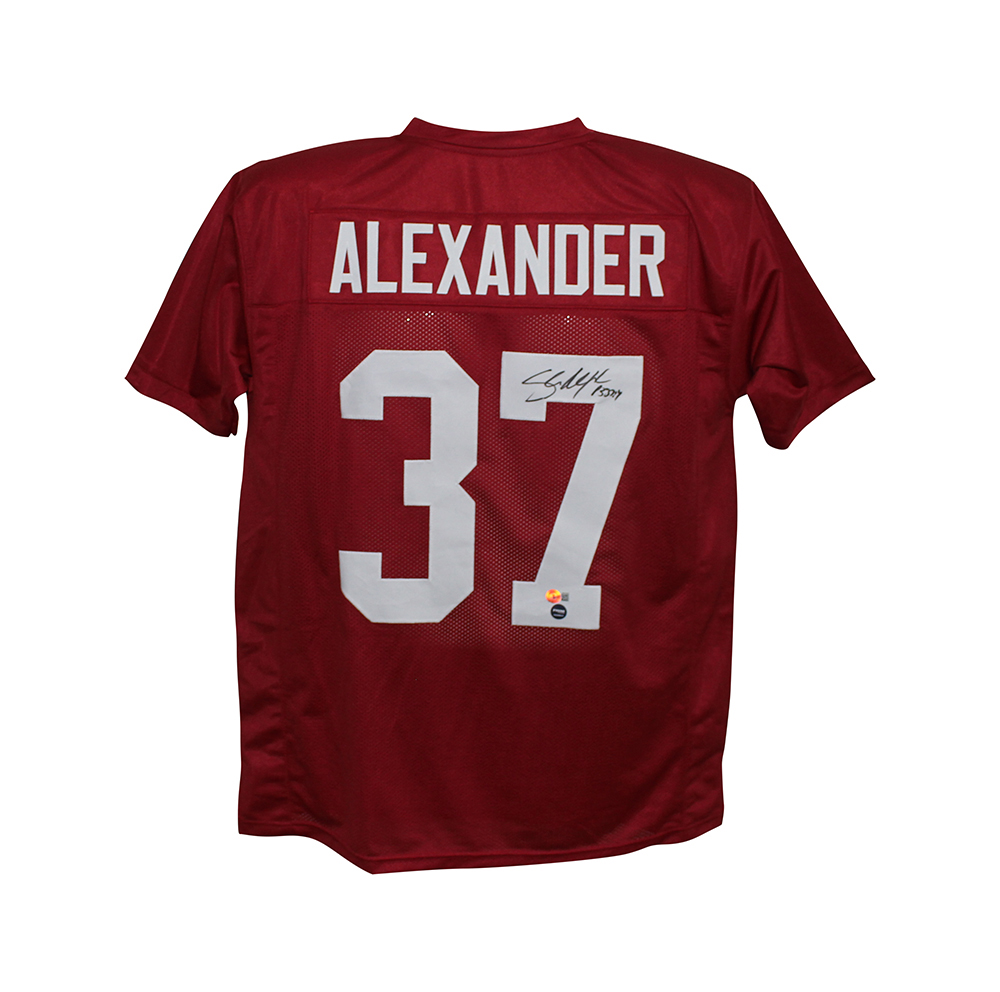 Shaun Alexander Autographed/Signed College Style Red XL Jersey Beckett