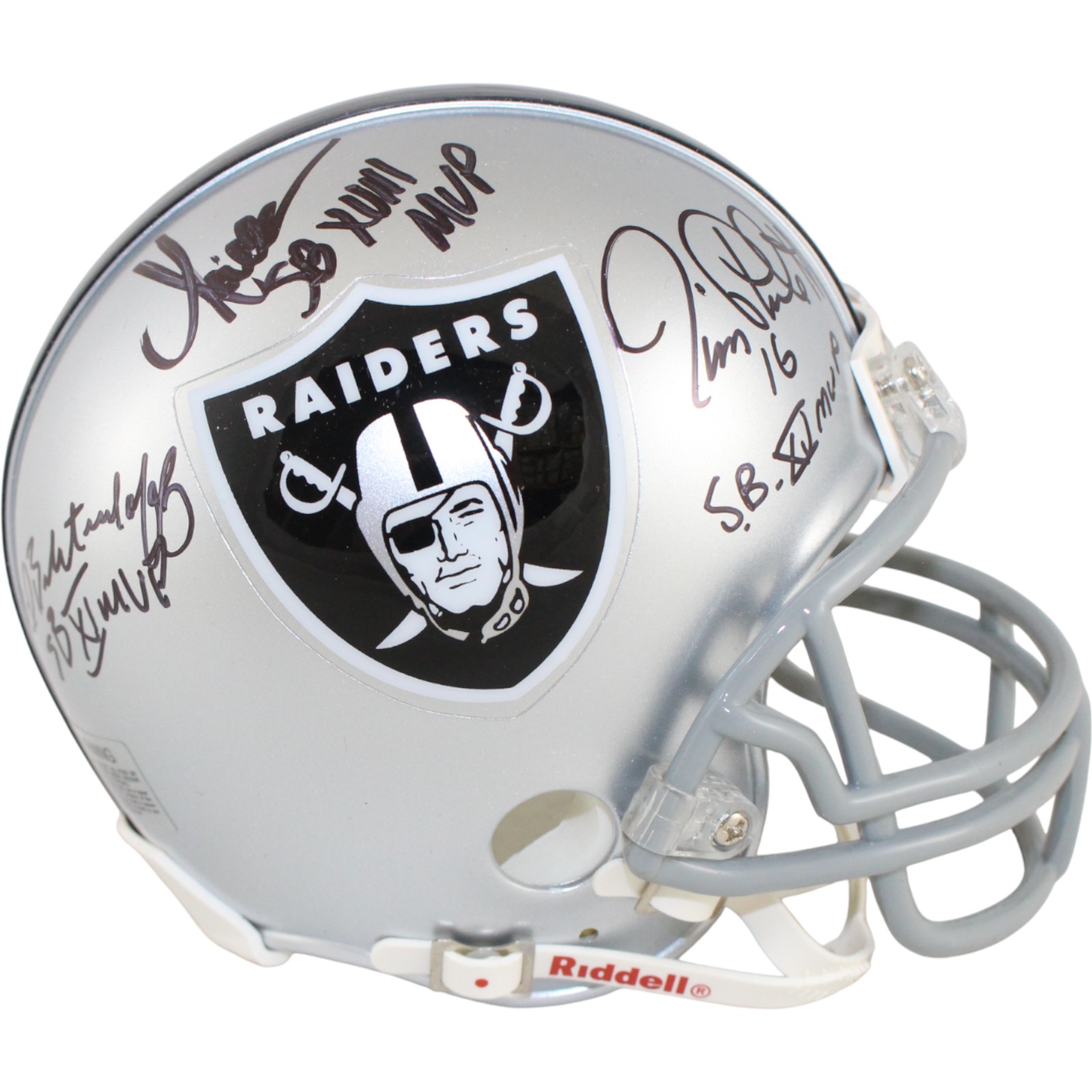Biletnikoff Plunkett Allen Signed Oakland Raiders Mini Helmet MVP Fanatics 51865
