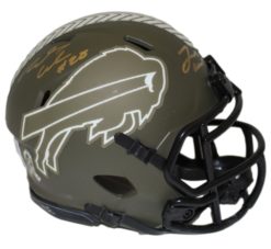 Josh Allen & James Cook Signed Bills Salute To Service Mini Helmet BAS